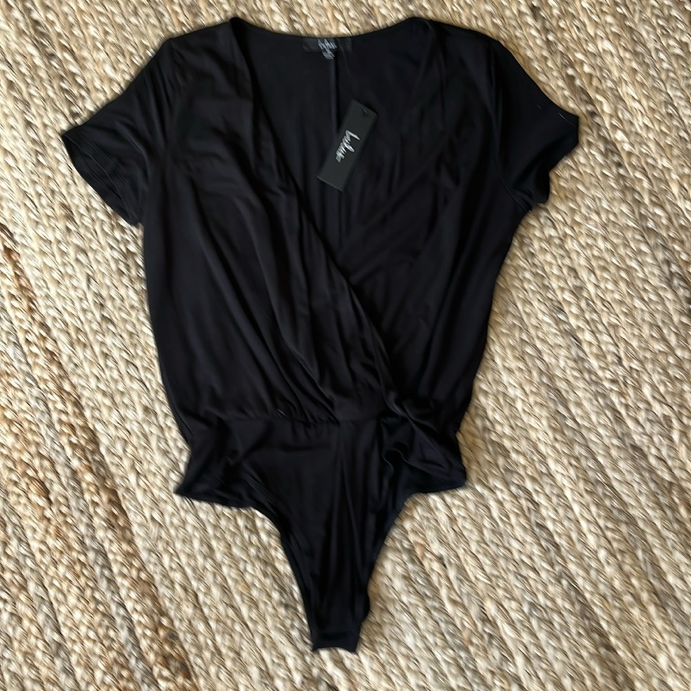 NWT Lulus Black Surplice Bodysuit
